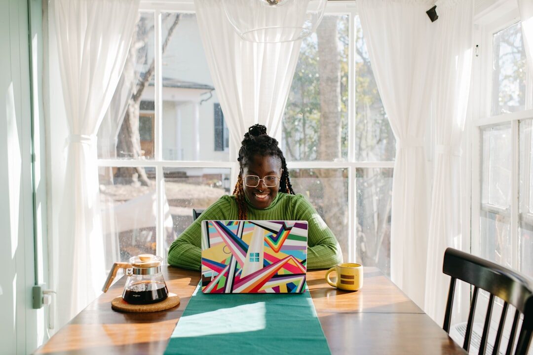blogger working on laptop