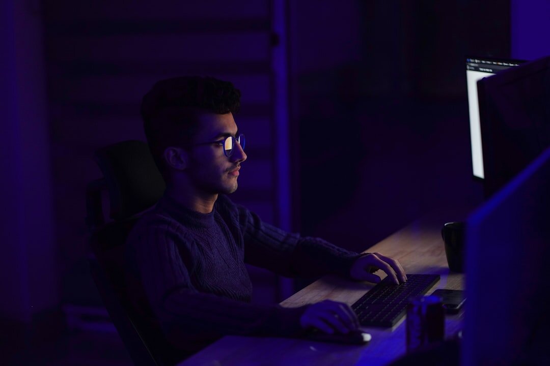 blog developer working on computer