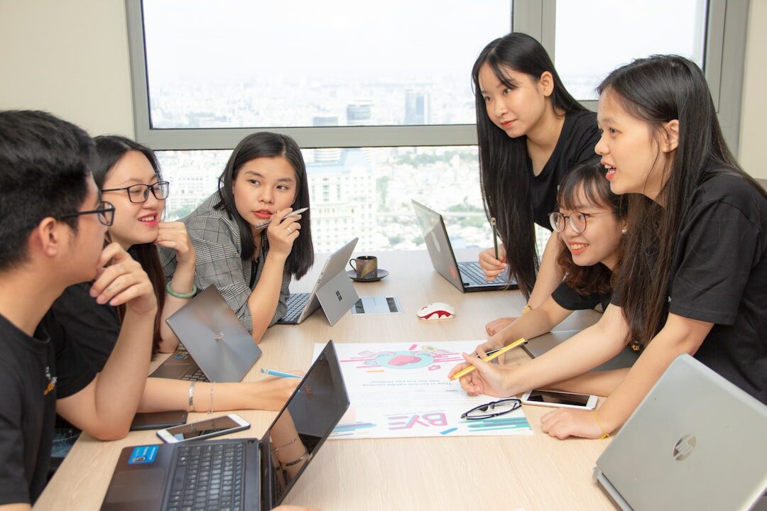 team collaborating on code